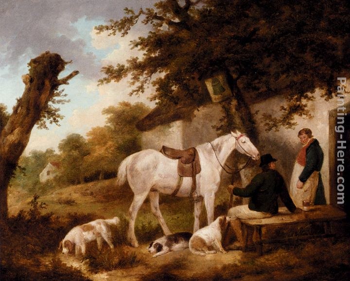 George Morland Travellers Resting Outside The Bell Inn